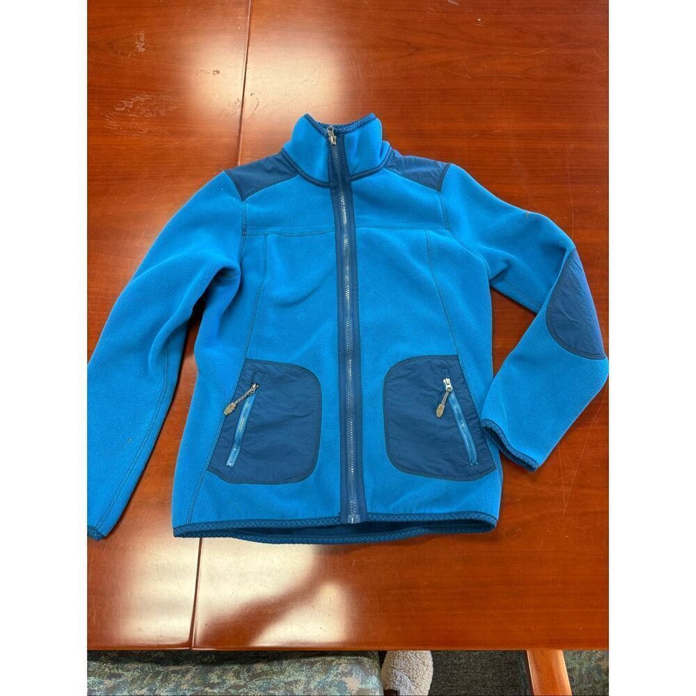 Green Tea Blue Fleece Zip Up Elbow Patch Jacket sz S